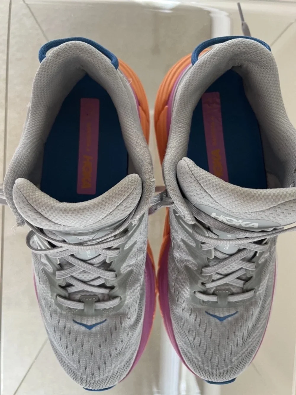 Hoka One Giviot 4 Womens Size 8B Shoes Gray Pink Running GYm Comfort Shoes
